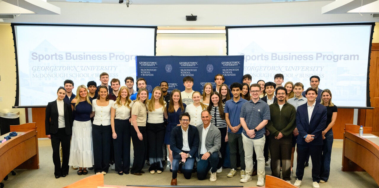 Georgetown students and faculty at the launch of the Durban Sports Business Program.