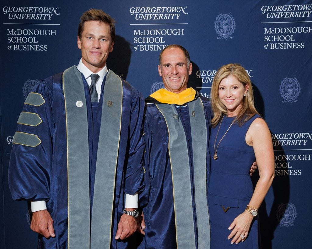 Tom Brady with Egon and Abby Durban at Georgetown McDonough Commencement